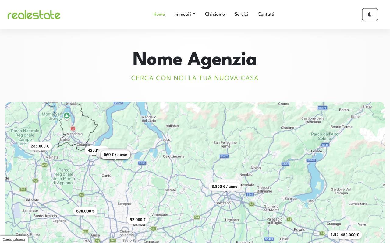 Anteprima della Tipologia 23: homepage dell’esempio 1